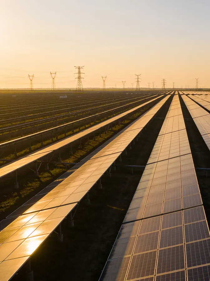 Solar photovoltaic farm with transmission lines